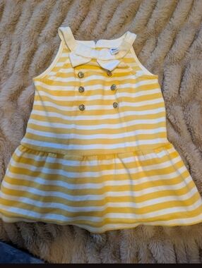 Janie and Jack Yellow & White Striped Bow Dress
